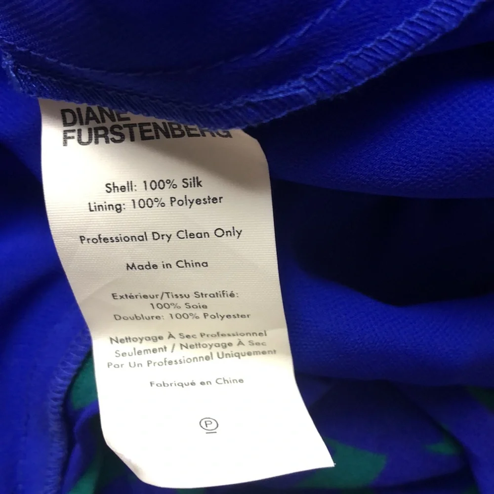 DVF Silk Blue and Green Women's Dress Size 2 - Picture 10 of 10